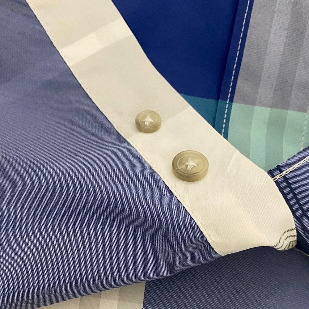 Chaps Men's Aqua and Navy Plaid Shirt - Picture 6 of 11